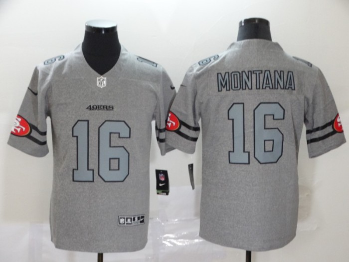 San Francisco 49ers 16 Joe Montana 2019 Gray Gridiron Gray Vapor Untouchable Limited Jersey