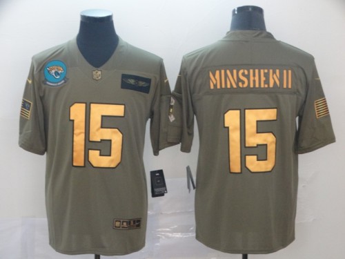 Jacksonville Jaguars 15 Gardner Minshew II 2019 Olive Gold Salute To Service Limited Jersey