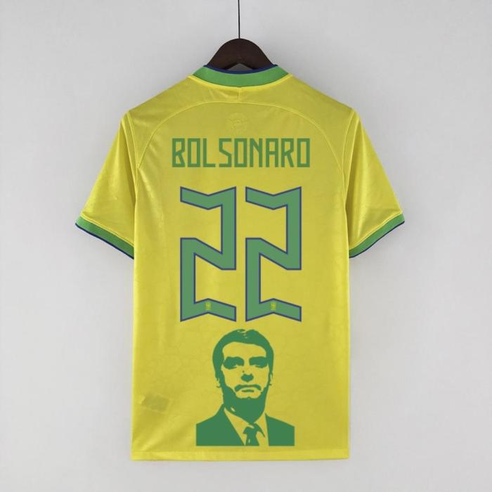 Fans Version 2022 World Cup Brazil Home Bolsorano Version Soccer Jersey