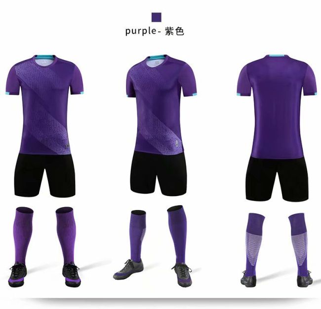 XBJKJW8827  Purple  Tracking Suit  Adult Uniform Soccer Jersey Shorts