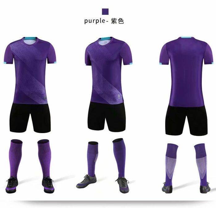 XBJKJW8827  Purple  Tracking Suit  Adult Uniform Soccer Jersey Shorts