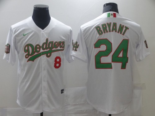 Dodgers 8 & 24 Kobe Bryant White World Series Cool Base Jersey