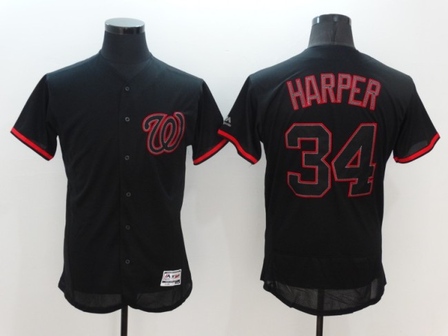 Washington Nationals 34 HARPER Black MLB Jersey