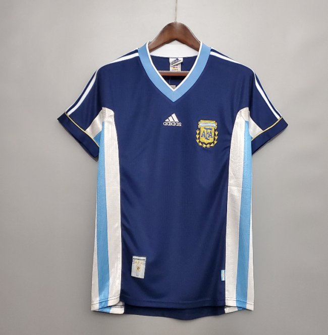 Retro Jersey 1998 Argentina Away Soccer Jersey Blue Vintage Football Shirt