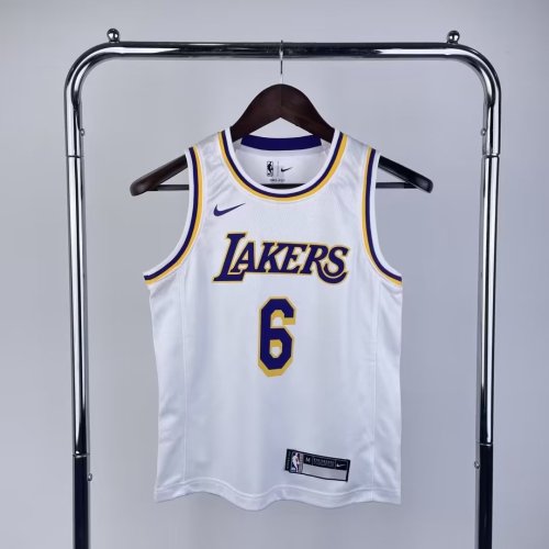 Youth Kids Basketball Shirt Los Angeles Lakers 6 James White NBA Jersey