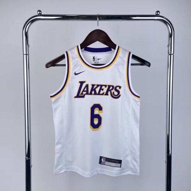 Youth Kids Basketball Shirt Los Angeles Lakers 6 James White NBA Jersey