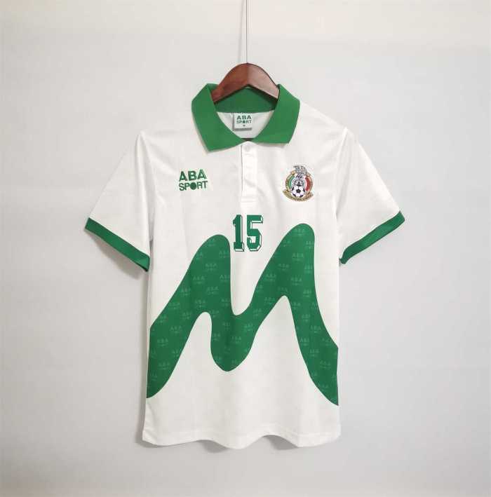 Retro Jersey 1995 Mexico ESPINOZA 15 Away White Soccer Jersey