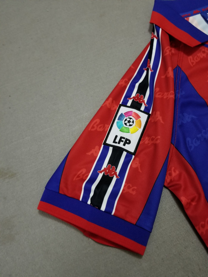 with LFP Patch Retro Jersey 1996-1997 Barcelona Home Soccer Jersey Vintage Football Shirt
