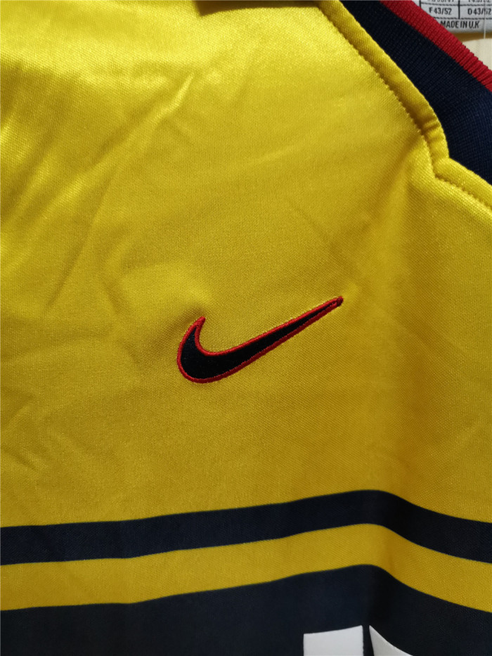 Retro Jersey 1997-1998 Arsenal Away Yellow Vintage Soccer Jersey Football Shirt