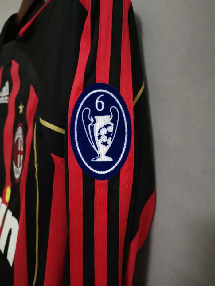 with UCL Patch Retro Jersey Long Sleeve 2006-2007 AC Milan Home Soccer Jersey