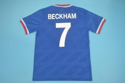 Retro Jersey 1986-1988 Manchester United BECKHAM 7 Third Away Blue Soccer Jersey Vintage Football Shirt