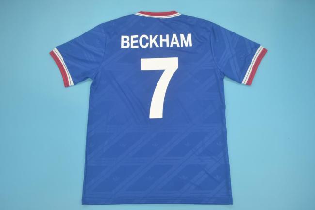 Retro Jersey 1986-1988 Manchester United BECKHAM 7 Third Away Blue Soccer Jersey Vintage Football Shirt