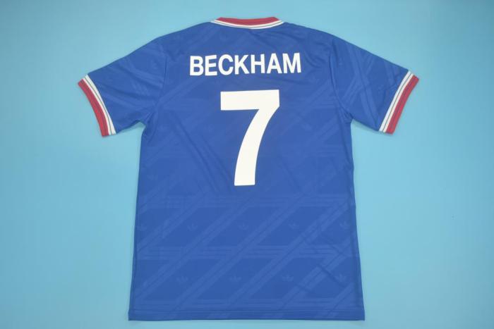 Retro Jersey 1986-1988 Manchester United BECKHAM 7 Third Away Blue Soccer Jersey Vintage Football Shirt