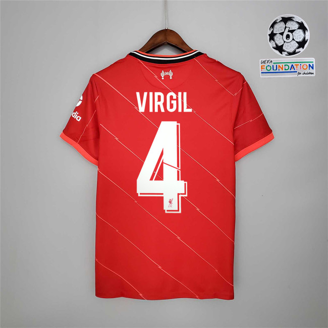 with UCL Patch Retro Jersey 2021-2022 Liverpool VIRGIL 4 Home Soccer Jersey