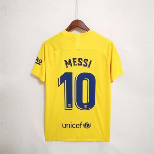 Retro Jersey 2019-2020 Barcelona 10 MESSI 4th Away Yellow Soccer Jersey Vintage Football Shirt
