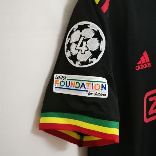 with UCL Patch Retro Jersey 2021-2022 Ajax Third Away Black Soccer Jersey Vintage Football Shirt