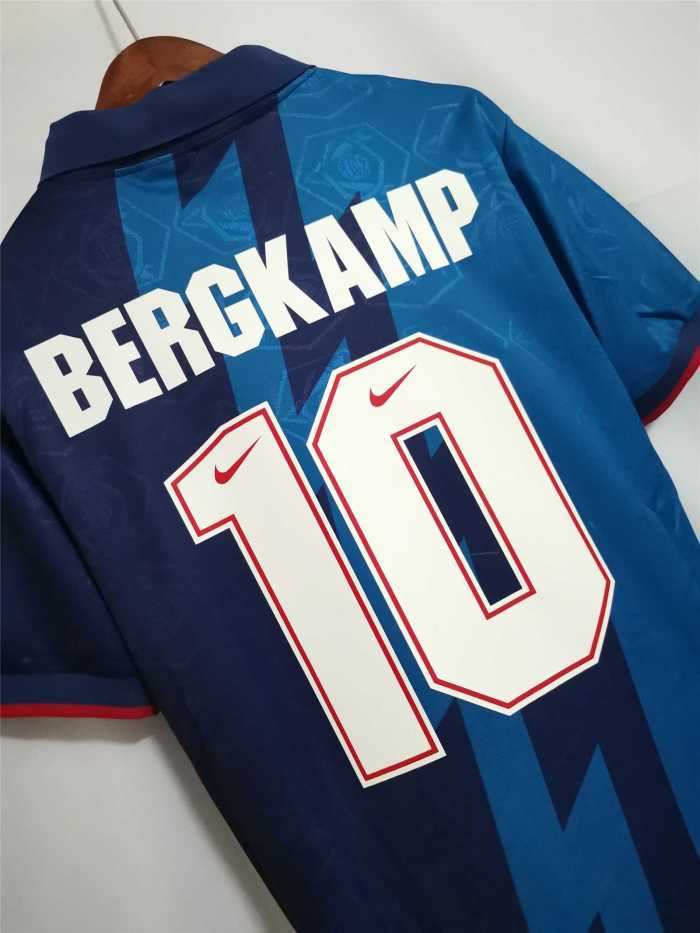 with EPL Patch Retro Jersey 1995-1996 Arsenal 10 BERGKAMP Away Blue Soccer Jersey