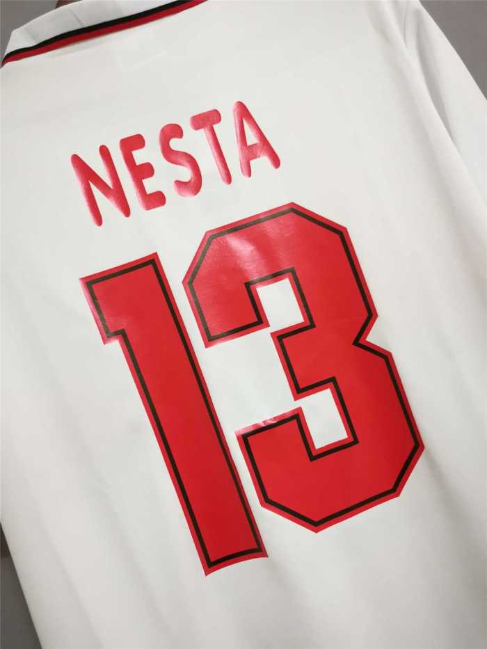 Retro Jersey 1993-1994 AC Milan NESTA 13 Away White Soccer Jersey