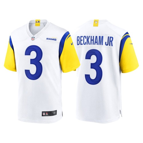 Los Angeles Rams 3 BECKHAM JR White NFL Jersey