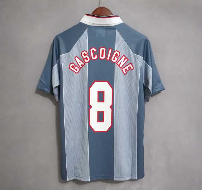 Retro Jersey 1996 England GASCOIGNE 8 Away Grey Soccer Jersey