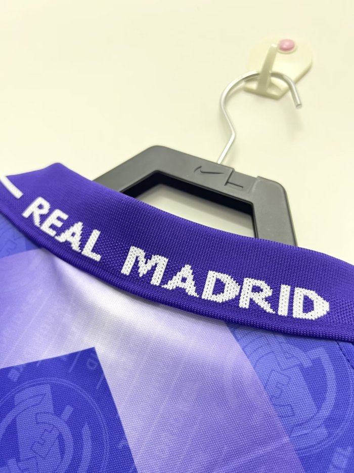 with LFP Patch Retro Jersey 1996-1997 Real Madrid Away Purple Soccer Jersey