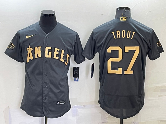 Angels 27 Mike Trout Charcoal 2022 MLB All-Star Flexbase Jerseys