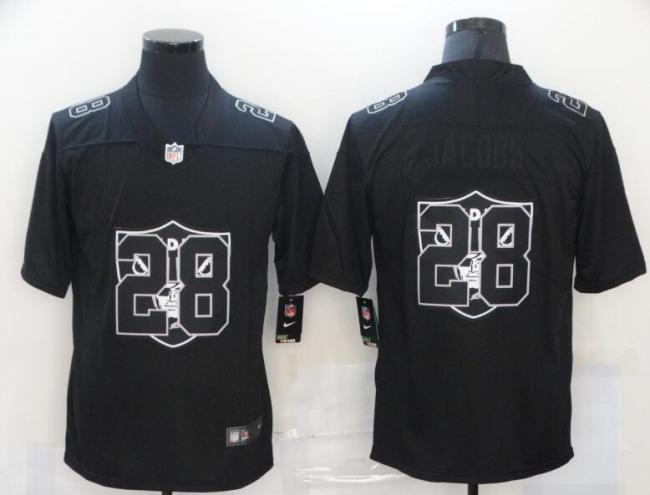 Raiders 28 Josh Jacobs Black Shadow Logo Limited Jersey