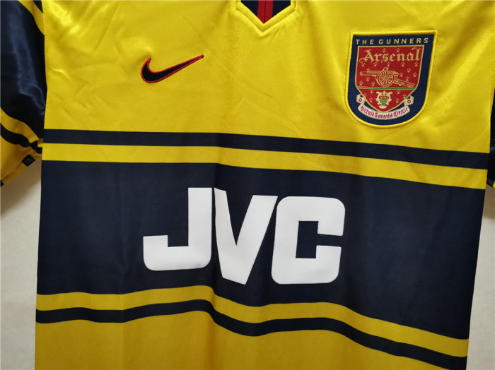 Retro Jersey 1997-1998 Arsenal Away Yellow Vintage Soccer Jersey Football Shirt