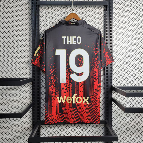 with Front Patch Retro Jersey 2022-2023 AC Milan 19 THEO 4th Away Soccer Jersey