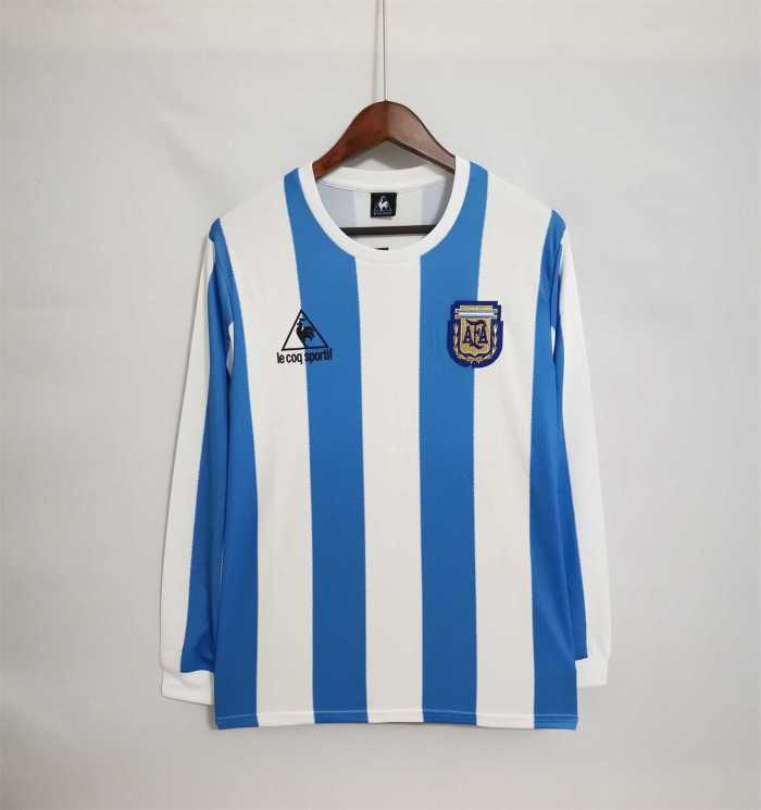 Retro Jersey Long Sleeve 1986 Argentina MARADONA 10 Home Soccer Jersey