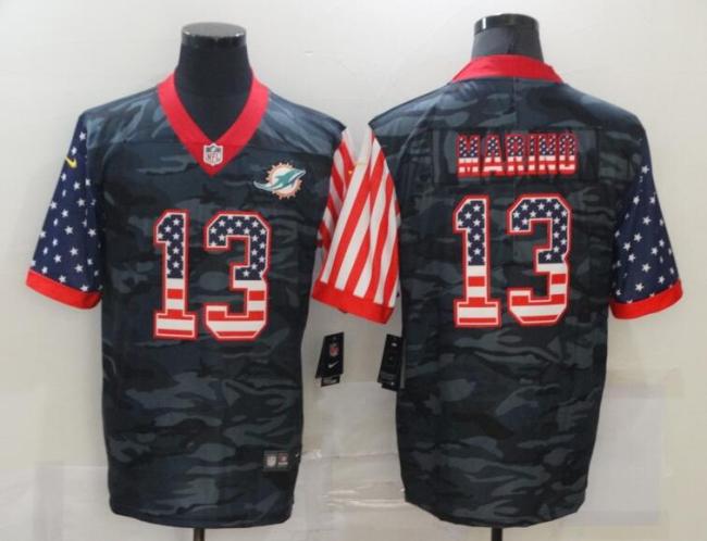 Miami Dolphins 13 MARINO Black Camo USA Flag Limited Jersey
