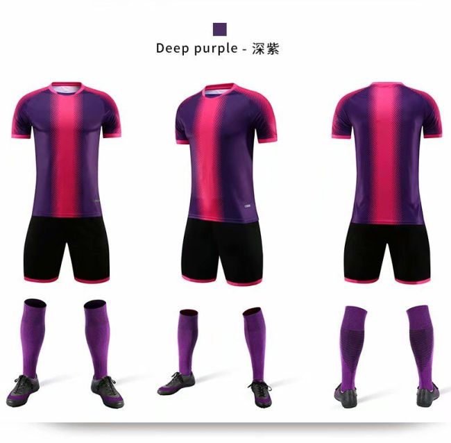 XBJKJW8825 Deep Purple Tracking Suit Adult Uniform Soccer Jersey Shorts
