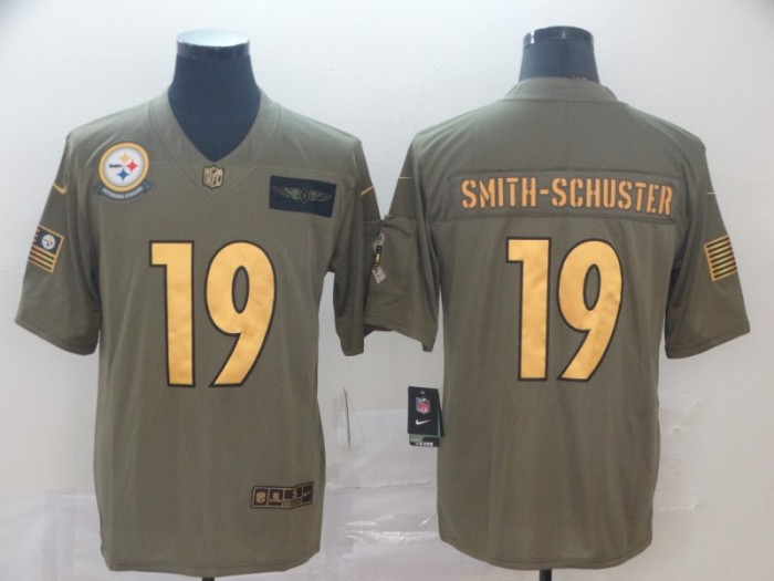 Pittsburgh Steelers 19 JuJu Smith-Schuster 2019 Olive Gold Salute To Service Limited Jersey