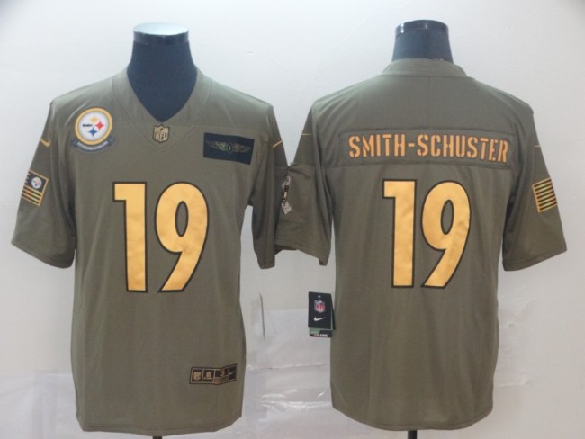 Pittsburgh Steelers 19 JuJu Smith-Schuster 2019 Olive Gold Salute To Service Limited Jersey