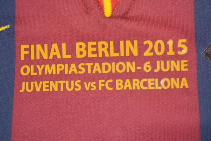 with Front Lettering+UCL Patch Retro Jersey 2014-2015 Barcelona Home Soccer Jersey