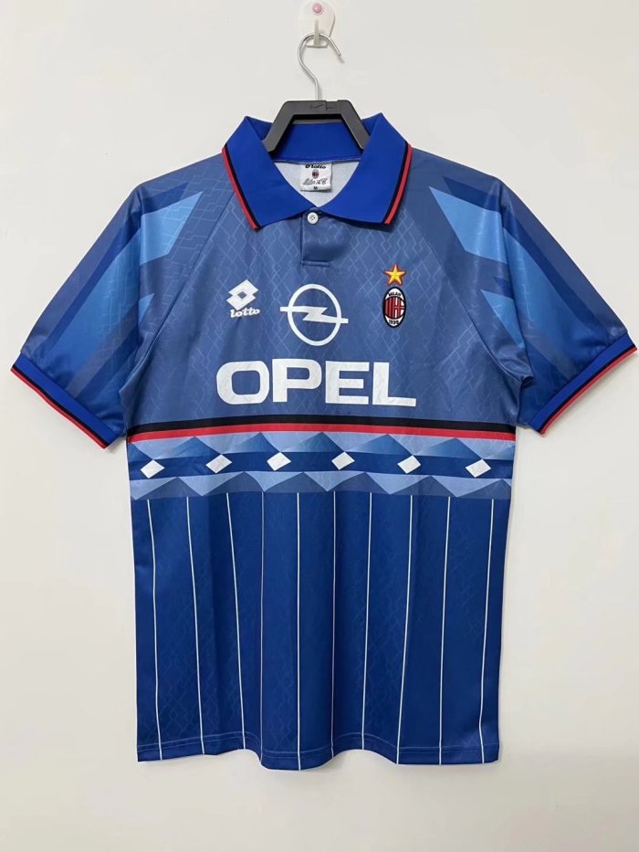 Retro Jersey 1995-1996 AC Milan MALDINI 3 Away Blue Soccer Jersey Vintage Football Shirt