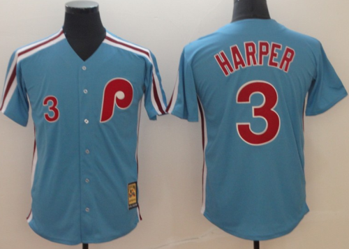 2019 Philadelphia Phillies # 3 HARPER Blue  MLS Jersey