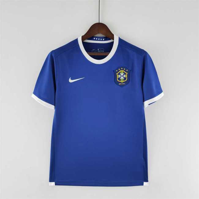 Retro Jersy 2006 Brazil Away Blue Soccer Jersey Vintage Brasil Camisetas de Futbol