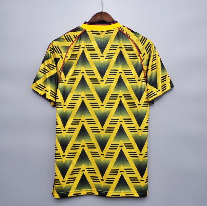 Retro Jersey 1991-1993 Arsenal Away Soccer Jersey Yellow Vintage Football Shirt