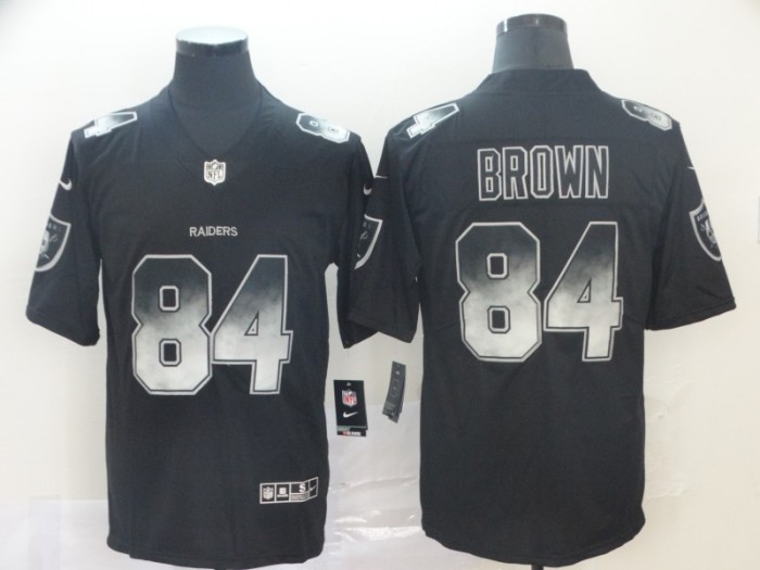 Oakland Raiders #84 BROWN Black/White NFL Jersey