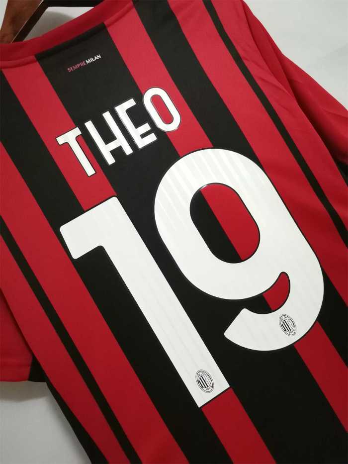 Fans Version 2021-2022 AC Milan THEO 19 Home Soccer Jersey