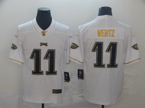 Philadelphia Eagles 11 WENTZ White Gold Vapor Untouchable Limited Jersey