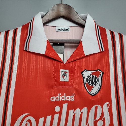 Retro Jersey 1995-1996 River Plate Away Red Soccer Jersey Vintage Football Shirt