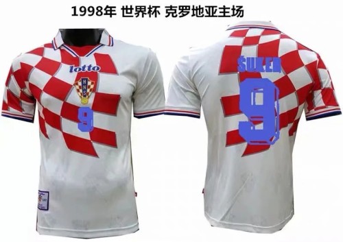 Retro Jersey 1988 Croatia 9 SUKER Away White Soccer Jersey
