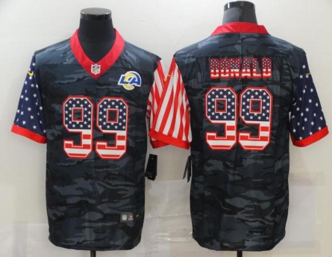 Los Angeles Rams 99 DONALD Black Camo USA Flag Limited Jersey
