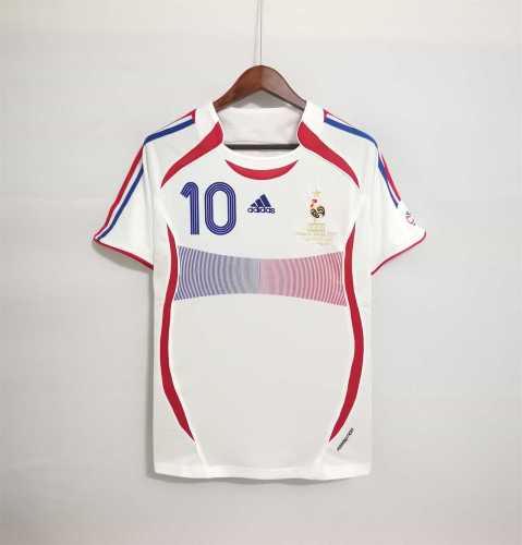 Retro Jersey 2006 France ZIDANE 10 Away White Vintage Soccer Jersey