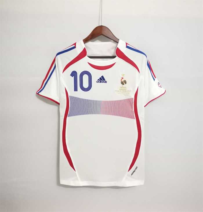 Retro Jersey 2006 France ZIDANE 10 Away White Vintage Soccer Jersey