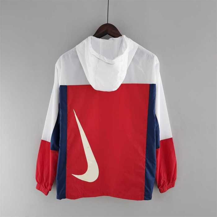 Nk White/Red Soccer Windbreaker Jacket