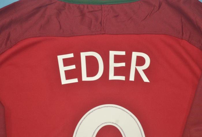 with Front Lettering Sleeve Patch Retro Jersey 2006 Portugal #9 EDER Home Soccer Jersey