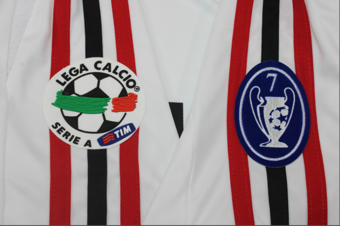 with Serie A+Trophy 7 Patch Retro Jersey 2009-2010 AC Milan Away White Vintage Soccer Jersey